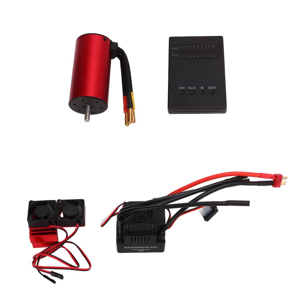 RC Brushless Motor Set 2150KV with 120A Brushless ESC Dual Fan Heat Sink Program Card Combo Set For Traxxas 1/8 RC Crawler