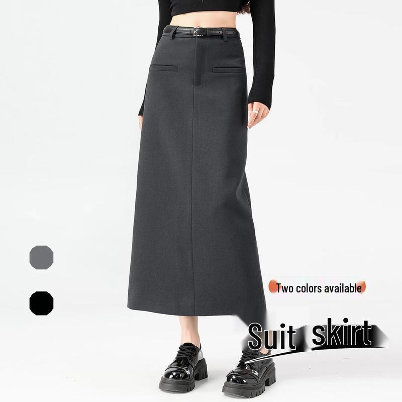 La Chapelle Women s High Waist Back Slit Long Skirt M