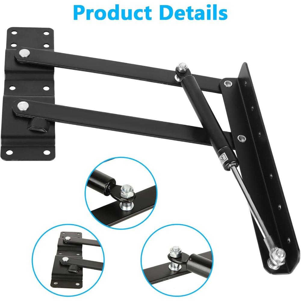 2 PCS Hydraulic Lift Top Coffee Table Frame Hardware - Gas Spring Hinges for Folding Desk Lifting Mechanism