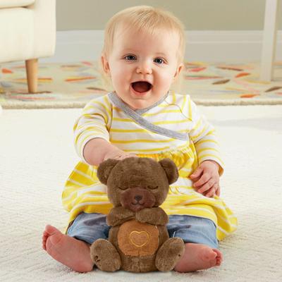 Peluche animal endormi avec mouvement respiratoire et musique, jouet en peluche pour animal endormi, boîte à musique en peluche pour nouveau-né.