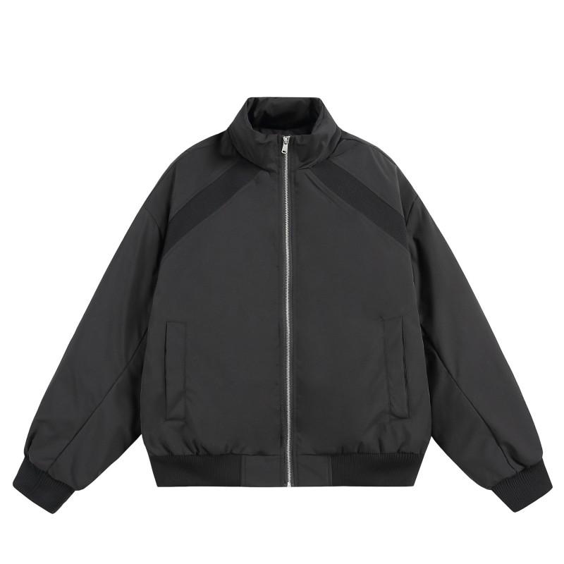 Winter Oversized Cotton Puffer Jacket Men Women Warm Thick Box Fit Stand Collar Casual Outerwear In Gray Black Purple