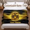 Borussia Dortmund Bedruckte Flanelldecke Benutzerdefinierter Name Text Weiche Warme Decke für Schlafzimmer Feiertagsgeschenk