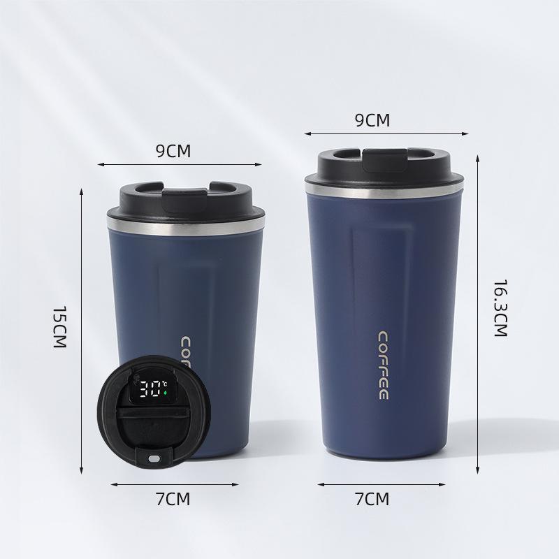 Insulated Stainless Steel Coffee Cup with Smart Temperature Display and Lid - Portable Gift for Men and Women