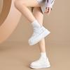 Fashion 6CM Genuine Leather Women's Casual Thick Bottom Sneakers Spring Style Versatile Student Fashionable Board Shoes Upper Lace-Up