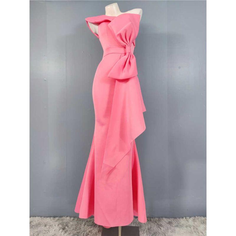 Export Banquet Party Elegant and Personalized Fashion One-Shoulder Butterfly Elegant Elegant Waist-Tight Slim Looking Space Cotton Dress