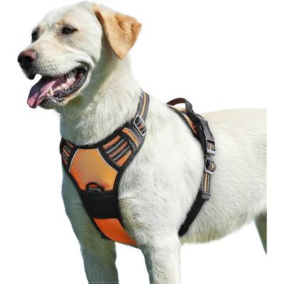 Anti-Pull Harness for Dogs Reflective Adjustable, Easy To Put On, with Control Handle, Arnet for Dogs Breathable, Durable, Medium and Large, Orange, L