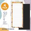 Joyberg Magnetic Notepads for Refrigerator - Flower Design, 50 Sheets Per Pad, 4 Pack Memo Pads for Grocery Lists and To-Dos