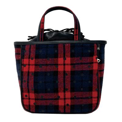 1344 Verschiedene Muster auf Vorder- und Rückseite Check Dot Horizontal Kleine Tragetasche LT SQ DotCheck A [Rootote] (02 Rot)