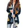 Women's Fashionable Loose-Fit Casual Cardigan With Christmas Print Mid-Length Coat