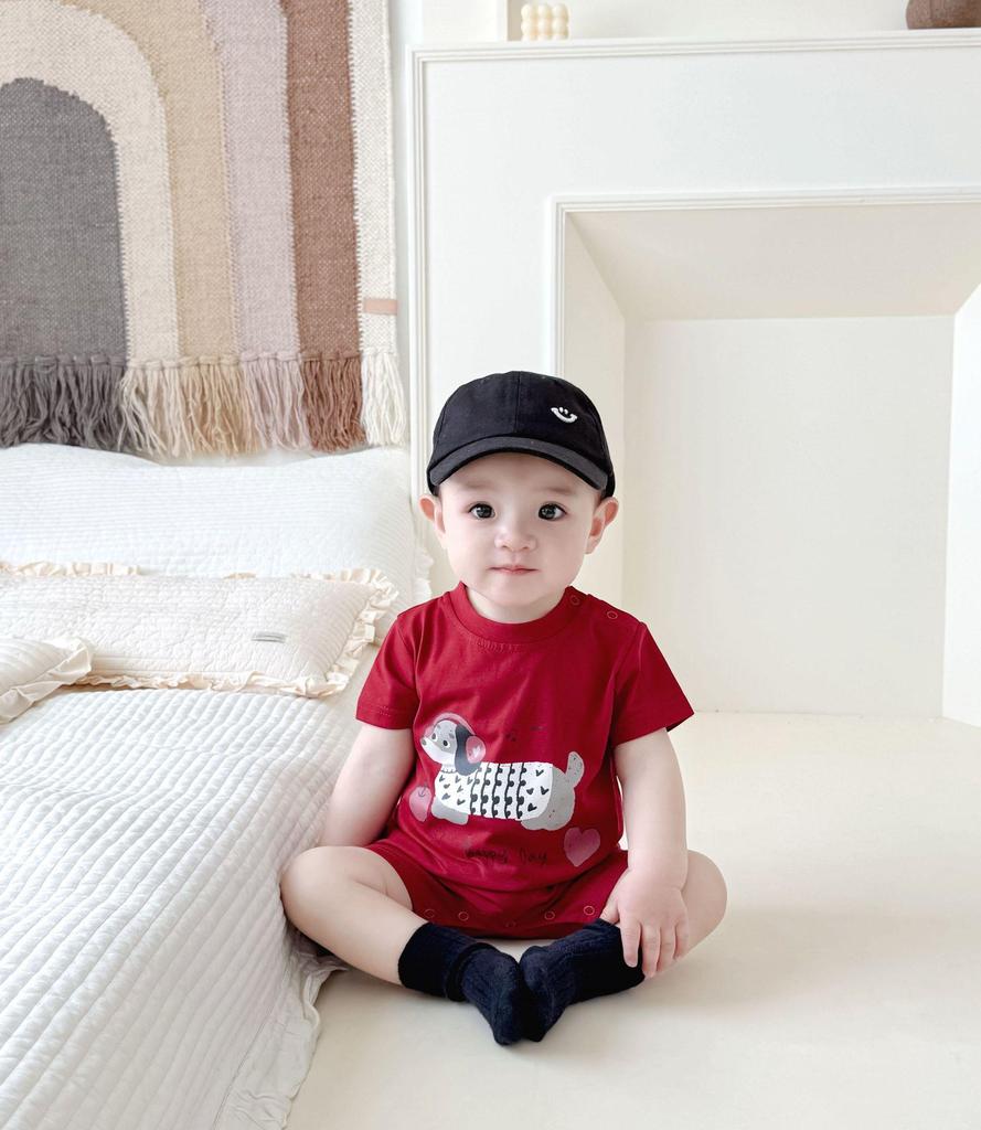 Baby- und Kleinkind Cartoon-Print Kurzarm-Strampler und T-Shirt Set mit Modischen Baby-Shorts - Sommer-Trend