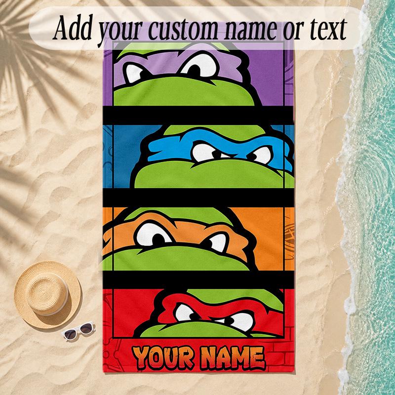 Beach TowelTeenage Mutant Ninja Turtles Custom Name Text Personalized Soft Towel for Beach Pool Indoor Home Decor Gift