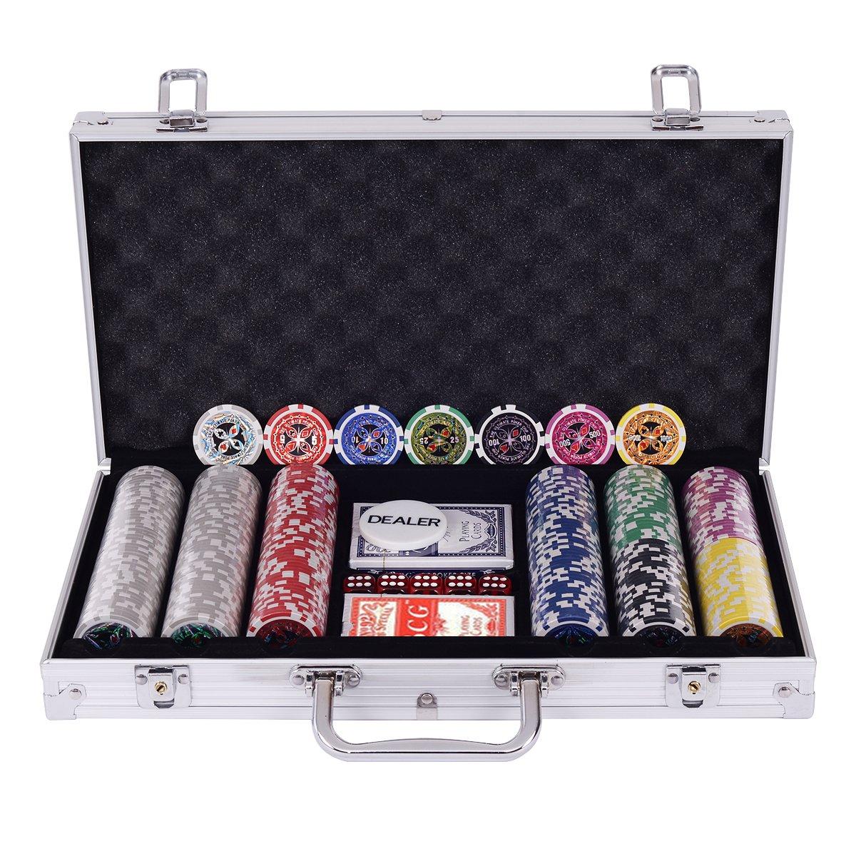 

BestBuy Poker Chips Poker Set Chip Set 300 фишек Пронумерованные игральные карты Казино Игра Казино Набор Серебряный футляр серебряный