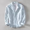 Stand Collar Pullover Long-sleeved Linen Summer Shirt Men Casual Fashion Shirts for Men Solid Comfortable Shirt Mens Chemise