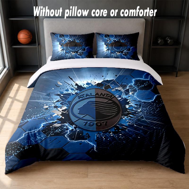 Set Biancheria da Letto Design Atalanta FC 1 Copripiumino + 2 Federe Morbido Traspirante Biancheria da Letto per la Casa