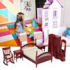 1/12 Scale Dollhouses Bedroom Set 6Pcs Realistic Wood Furniture Retro Bedside Table DIY Miniature Decors