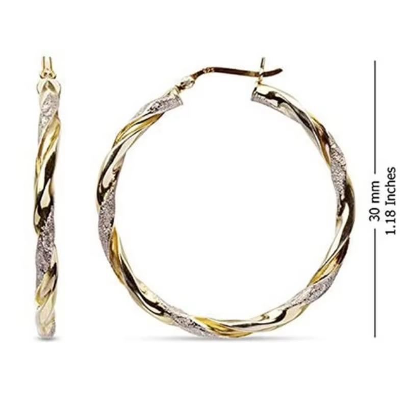 Huajie Charmante zweifarbige Metall-Creolen für Damen Einfache Kreis-Ohrringe für Bankette Trend-Accessoires