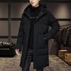 Doudoune mi-longue à capuche pour homme, couleur unie, grande taille, hiver