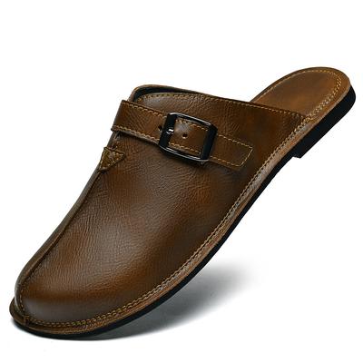 Modne Nowe Lekkie Mokasyny Sandały Oddychające Półkapcie Stylowe Płaskie Skórzane Męskie Buty Muller Miękkie Męskie Codzienne Wsuwane Obuwie