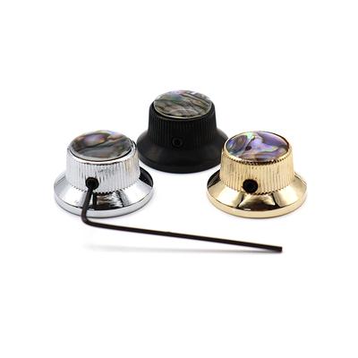 1pcs  Abalone Top Guitar Bass Knobs Strat Metal Knobs for 6mm Shaft Pots 3 Colors