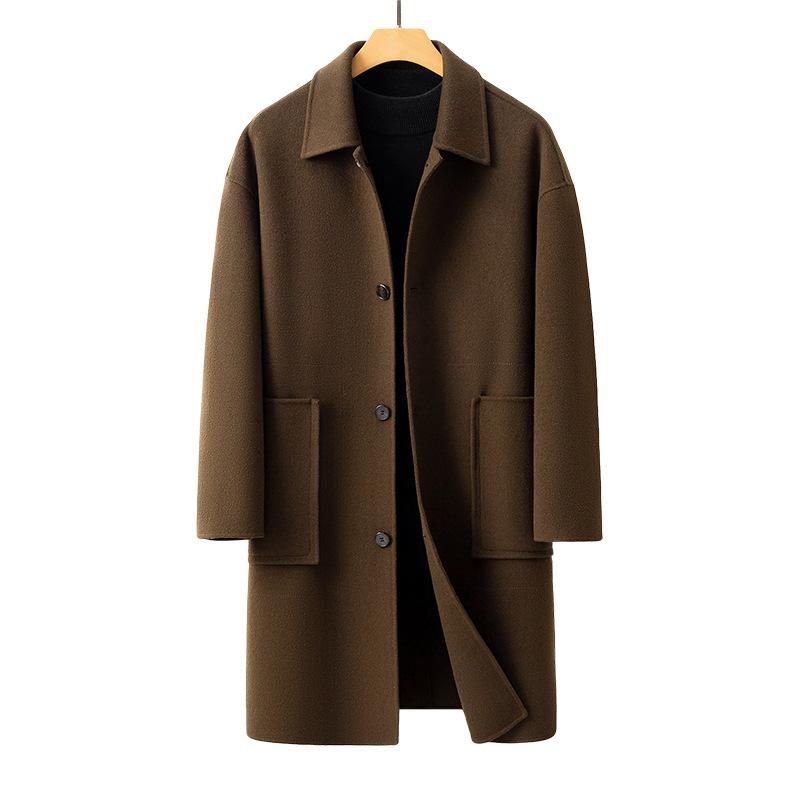 Doppelseitiger Wollmantel Herren Mittel und Lang Verdickt Herbst und Winter Neu High-End Nicht-Kaschmir Nizi Mantel Über das Knie