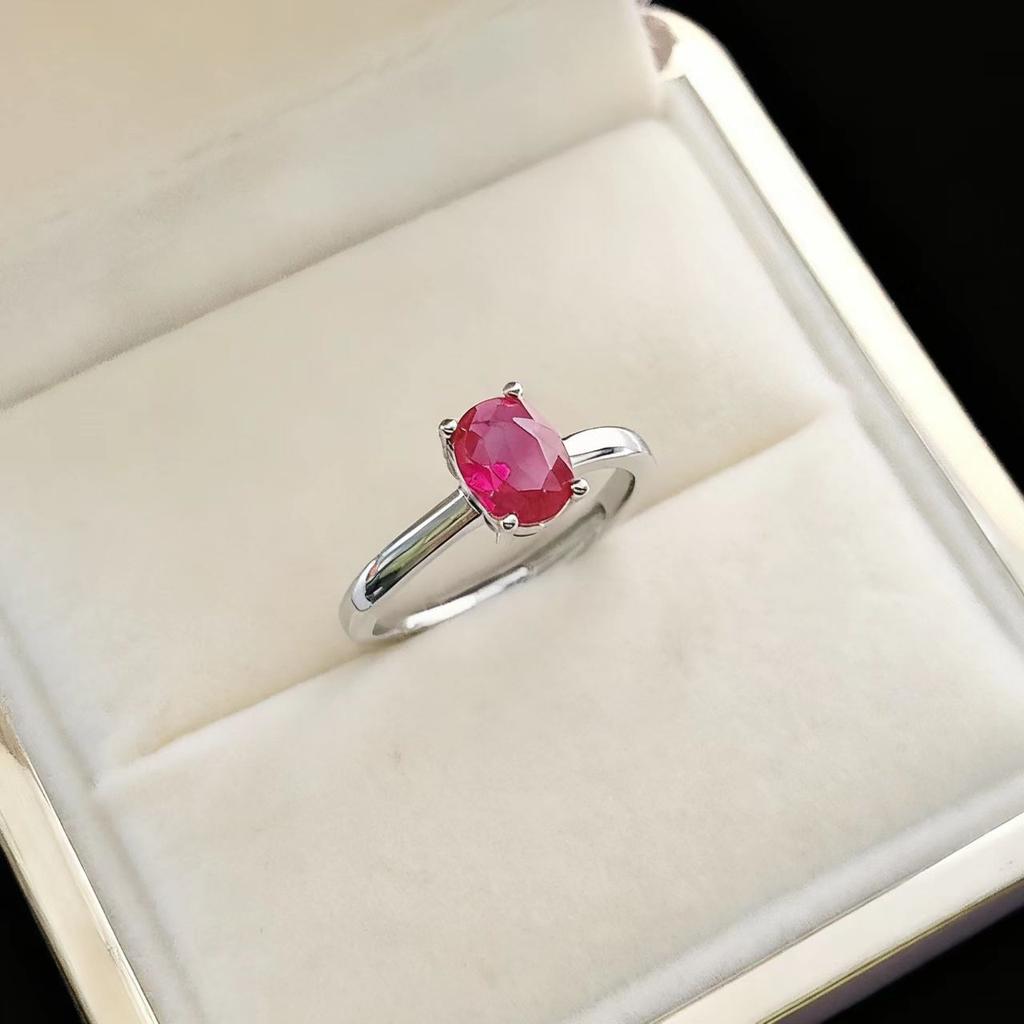 Niche Design Cultivates Ruby Sapphire Coconut Round Four-Claw Ring Women'S Fashion Simplicity Cultivates Colorful Treasure Women'S Ring