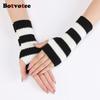 Botvotee Stripe Arm Warmers Sleeves for Women Y2k Accessories Cold Resistance Warm Winter Knit Fingerless Gloves Free Shipping