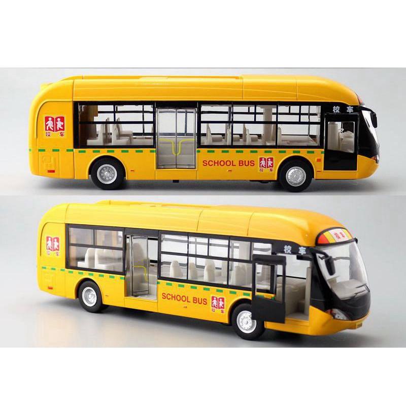 Car 132 Model Alloy Diecast Bus With Lights Sound For Decoration Gifts Kids