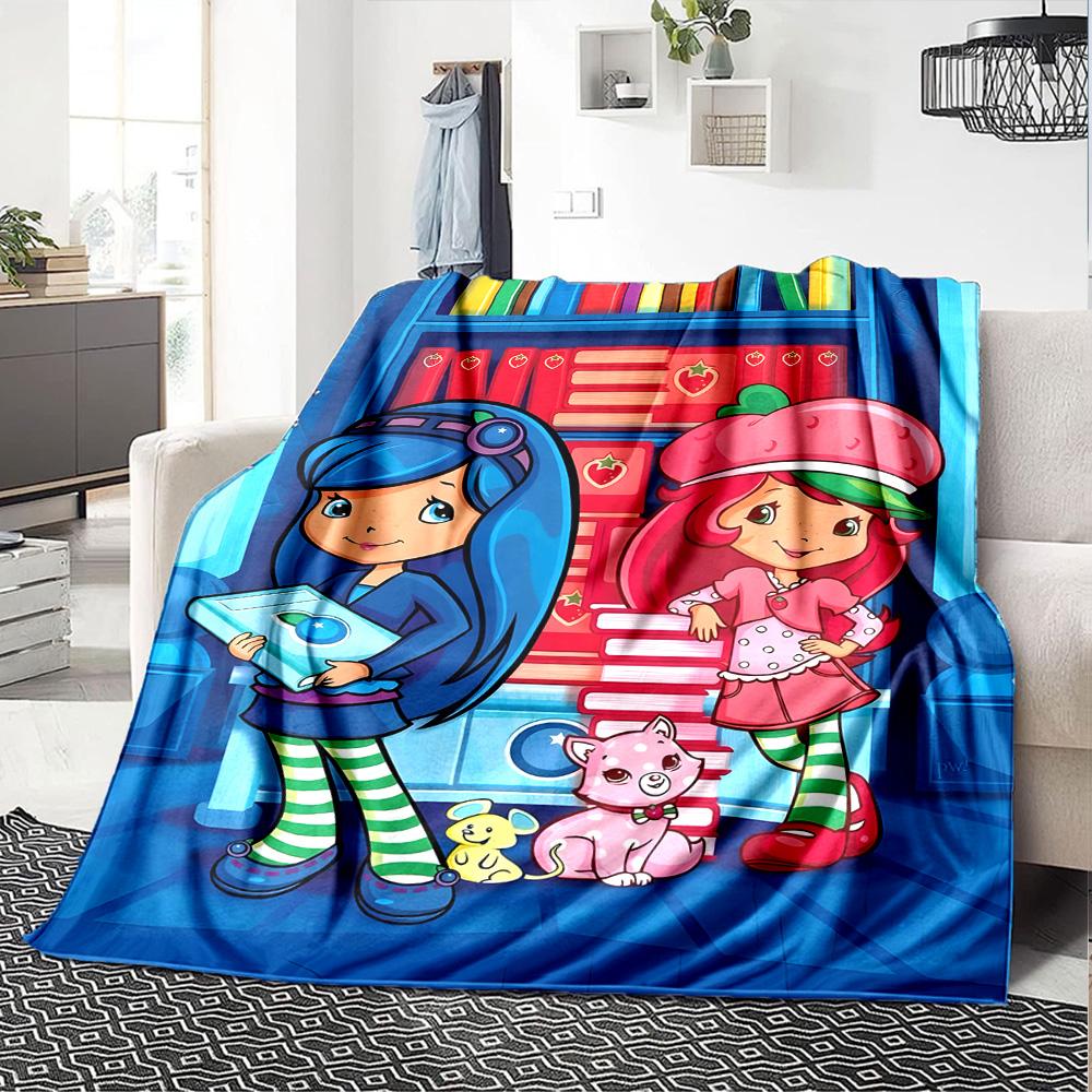 1pc Princess Strawberry13 Blanket, Gift, for Men and Women, Soft Blanket, Good for Sofa Bed Couch Travel, Lightweight Flannel Blanket