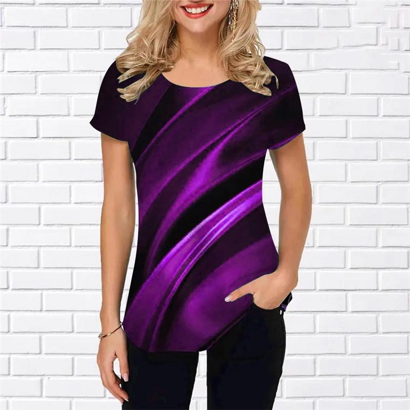 Fashion Tie-dye Women T-Shirts Summer Short Sleeve Striped Gradient 3D Printed Street Ladies Tee 8XL Plus Size Casual Tops