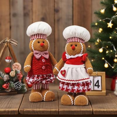 Weihnachts-Lebkuchenmann Ausziehpuppe Cartoon-Figur Dekor mit einziehbarem Design Niedliches Heimdekor für Tischdekoration