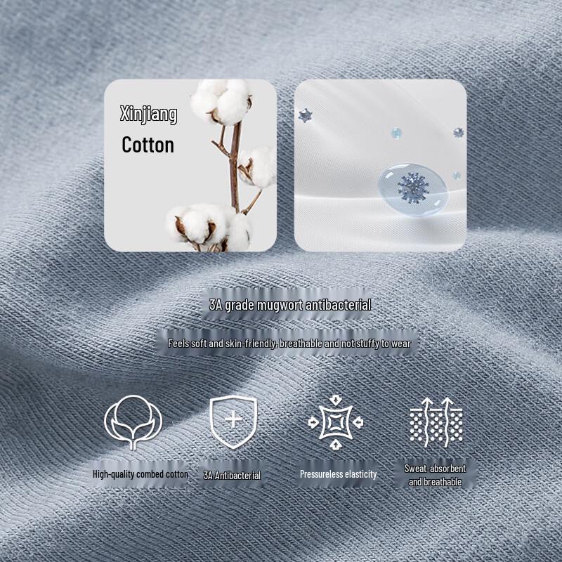 Threegun Men's Xinjiang Cotton Antibacterial Boxer Briefs (3-Pack)