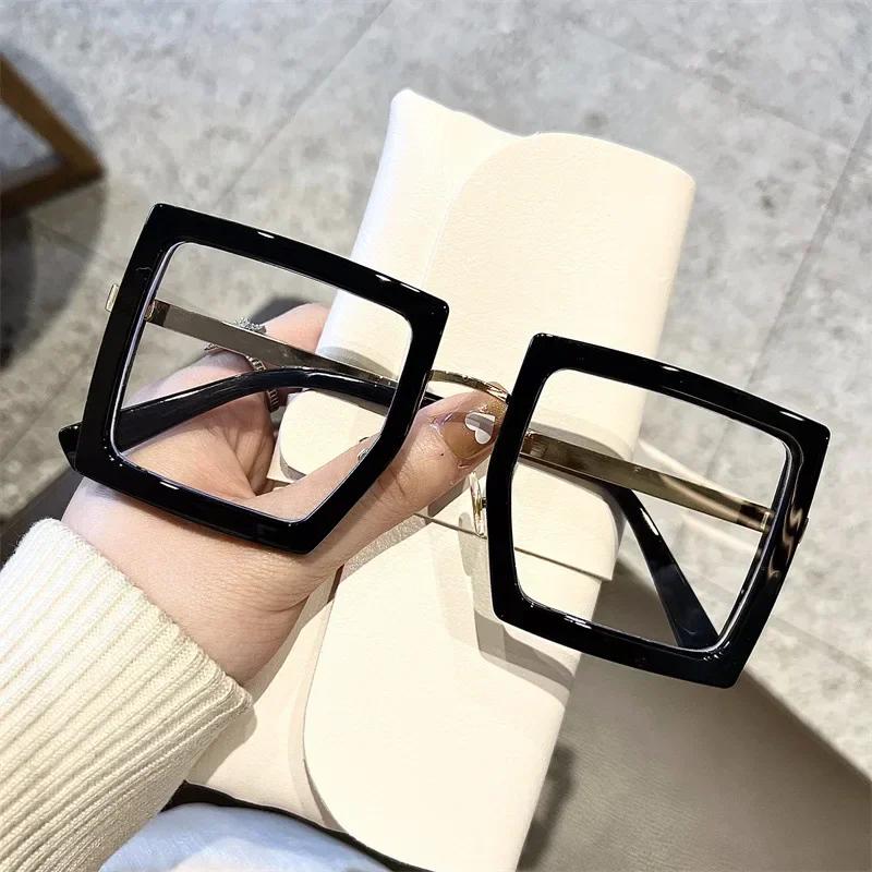

Retro Minus Diopter Optical Prescription Eyeglasses Thick Frame Square Anti-blue Myopia Glasses Oversized Frame Eyewear -4.0
