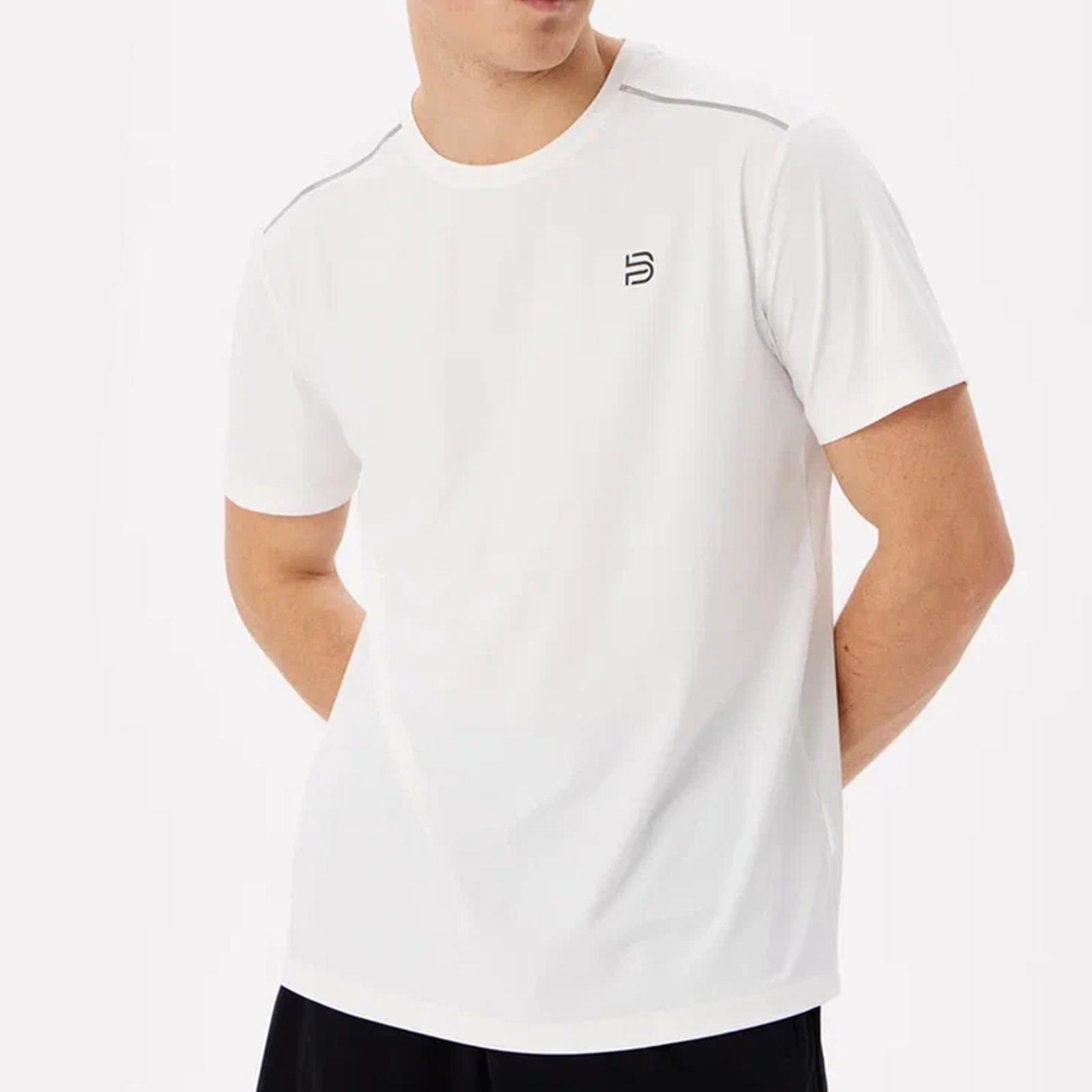 Baasploa Мужская спортивная футболка Дышащая беговая футболка с круглым вырезом Удобная быстросохнущая тренировочная серия с коротким рукавом Мужская футболка с коротким рукавом для бега L белый 1646₽