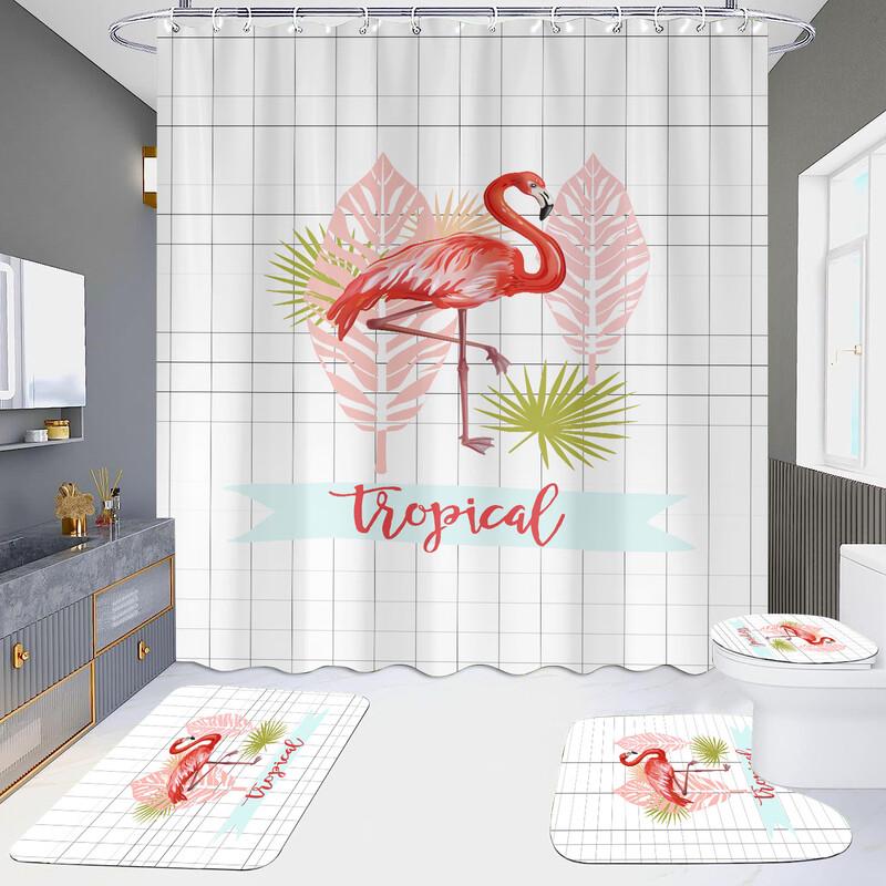 Xihe HD Printed Waterproof Punch-Free Shower Curtain Set