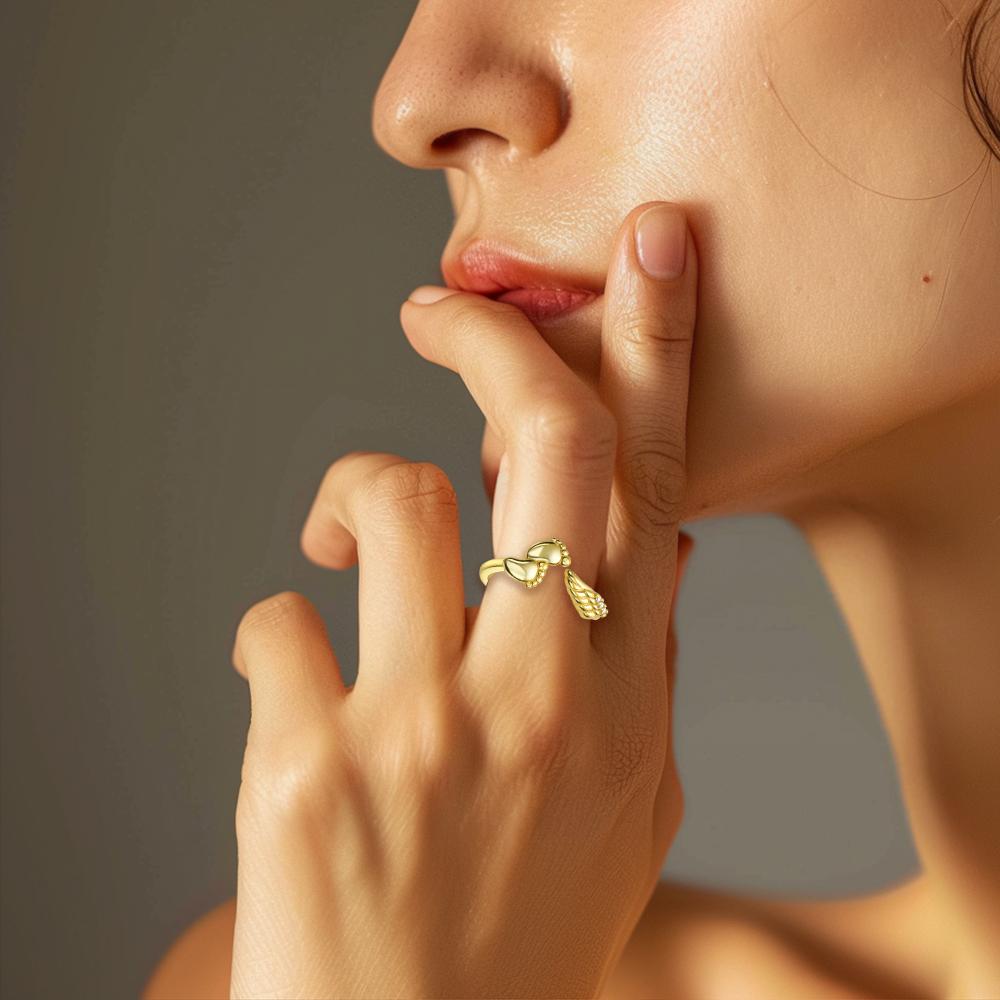 925 Silver Open Ring Star & Moon Foot Claw Heart Adjustable Ring For Women Wedding Birthday Party Jewelry Gift