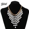 Statement Faux Pearl Choker Boho Women Necklace with Chunky Round