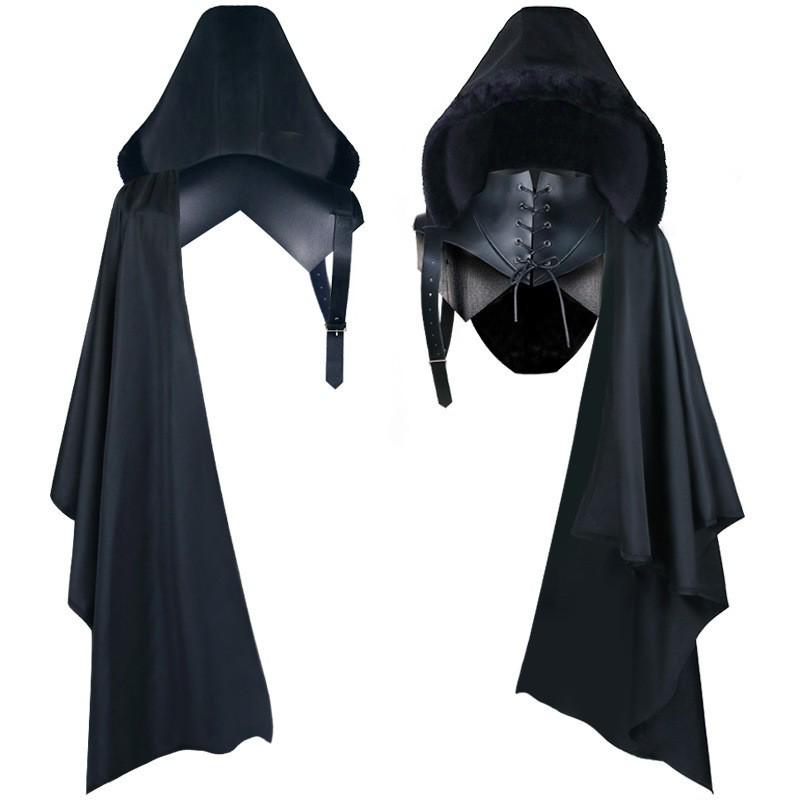 Halloween Medieval Grim Reaper Robe: Hooded Cape Costume for Children & Adults