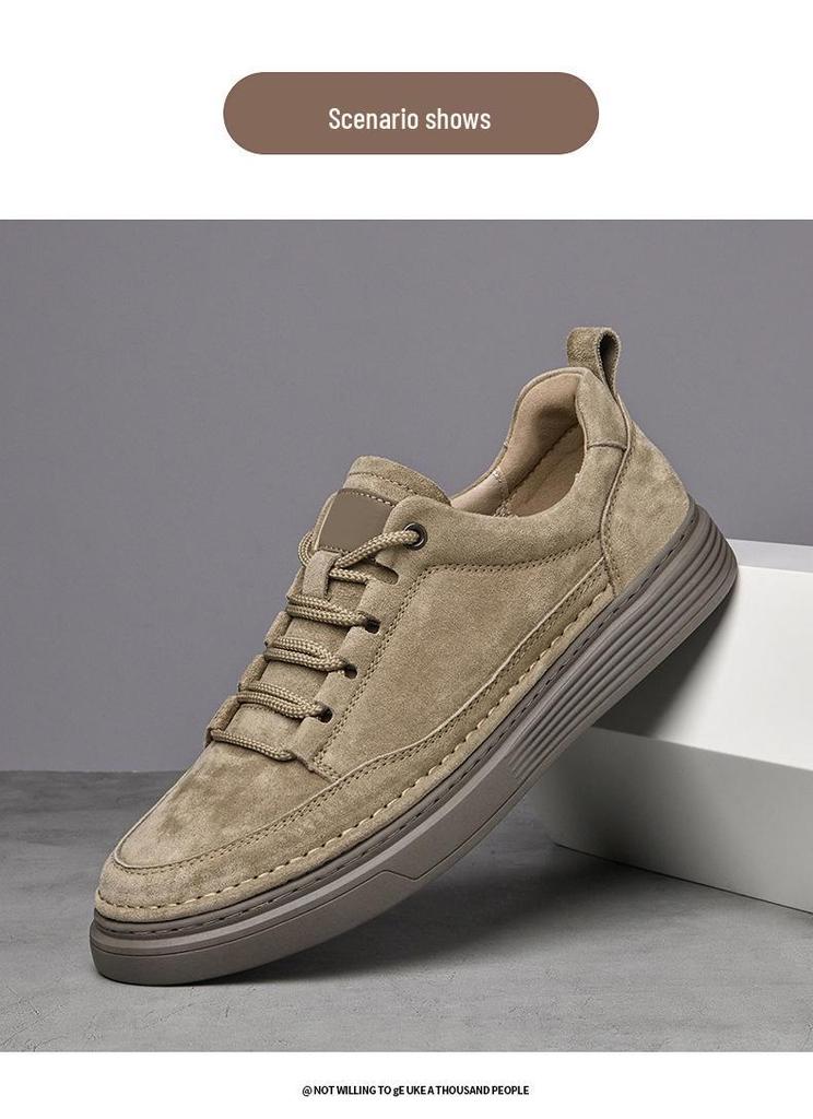 Men's Trendy British Casual Leather Sports Board Shoes, Retro Workwear Style