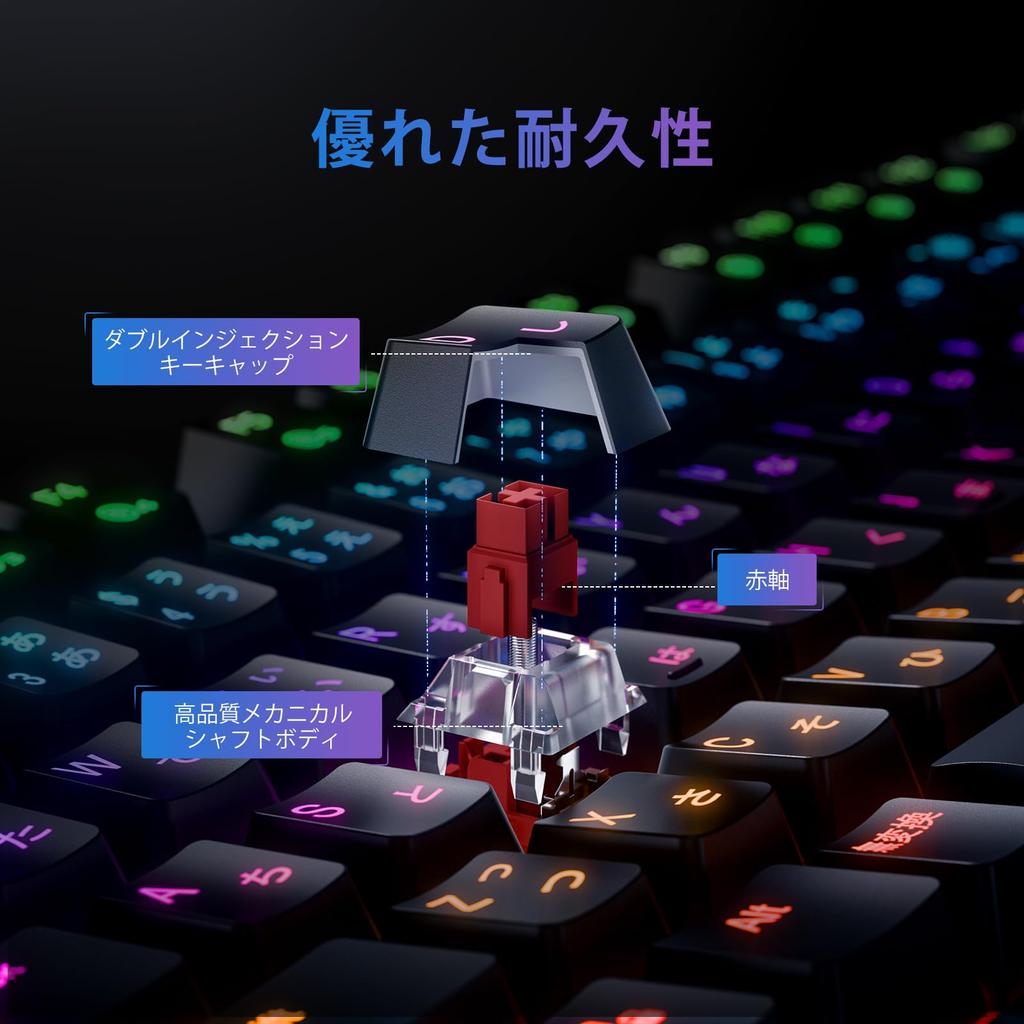 iClever Gaming Keyboard and Mouse Set, Wired, Red Switch, Mechanical Keyboard, Tenkeyless, Japanese Layout, 91 Keys, 80% Size, Macro Support,