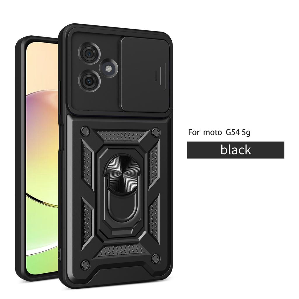 Coque For Motorola Moto 54 Case Push Window Lens Coverage Ring Bracket Etui For Motorola Moto G54 5g Military Heavy Duty Cover