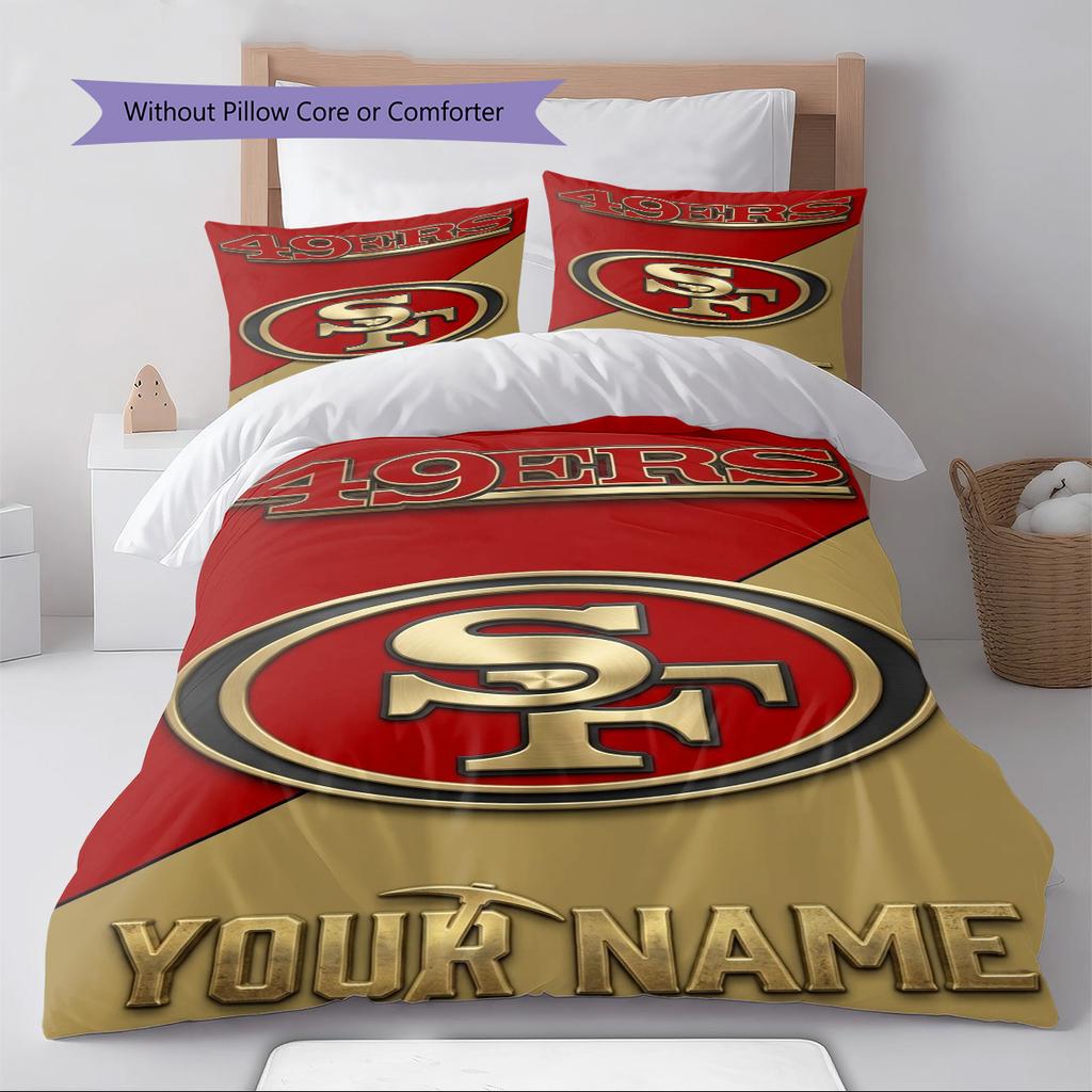 Name Custom SF 49ers Pattern Bedding Set Quilt Cover Pillowcase Home Decor Gift (1 * duvet cover + 2 * pillowcase, without core)