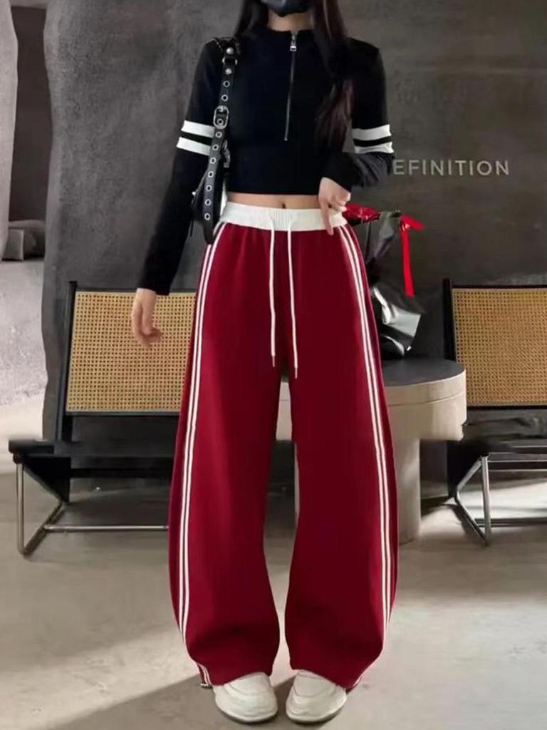 Women's Colorblock Side Stripe High-Waist Wide Leg Sweatpants - Spring/Autumn 2026
