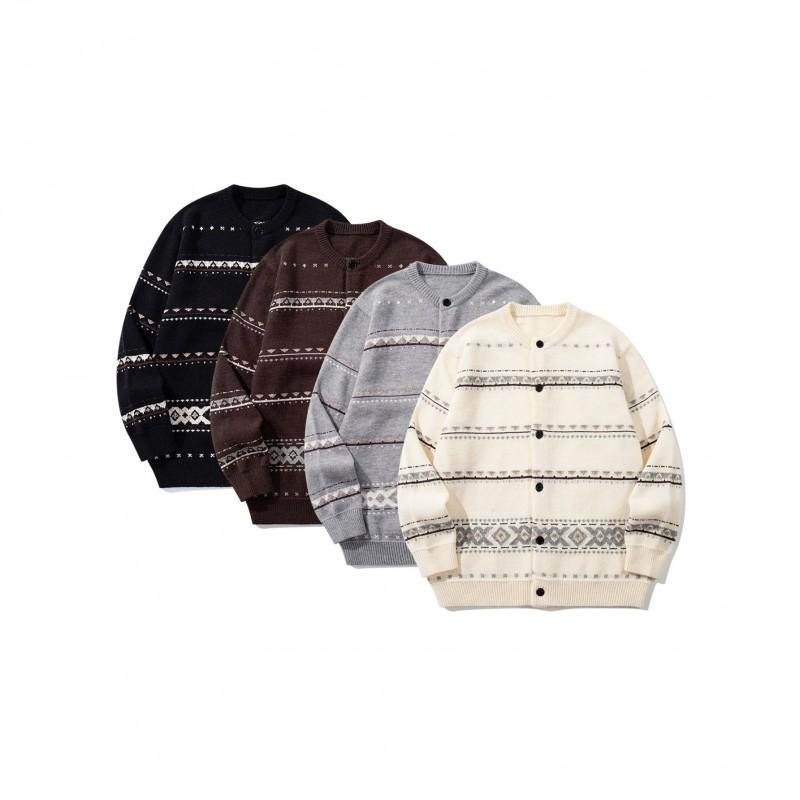 Cárdigan de Punto Fair Isle Unisex para Adolescentes - Ajuste Holgado Mezcla de Acrílico Ropa Casual