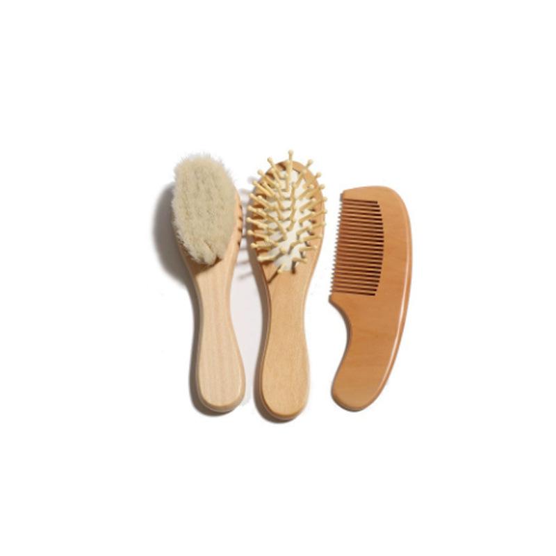 Hemu Vlněný Dětský Kartáč na Vlasy a Hřeben Set: Masáž měkkými štětinami pro pokožku hlavy a seboroickou dermatitidu u kojenců