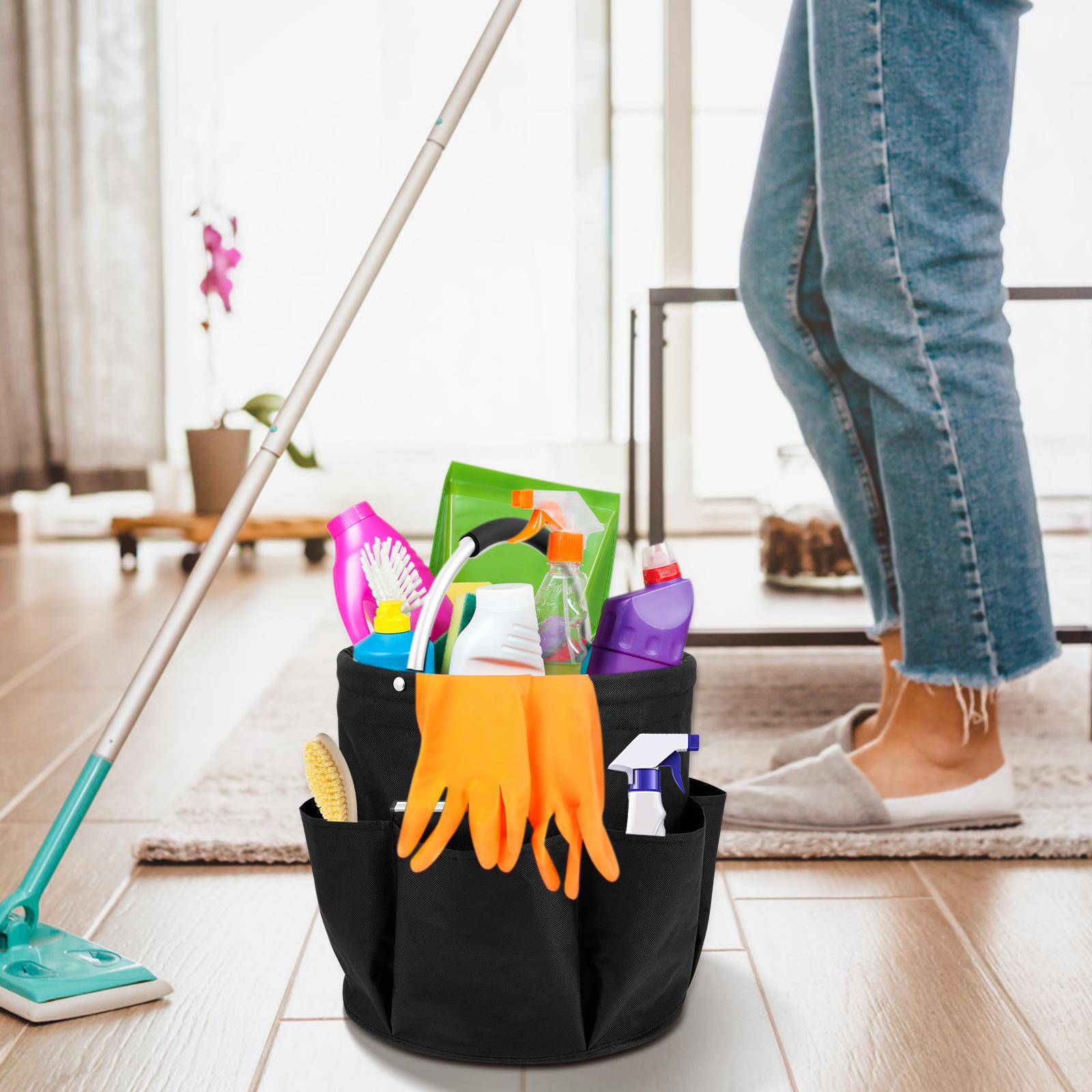 

17L Large Storage Organiser Bag Folding Basket Picnic Tote Outdoor Cleaning Caddy with Handle Tool Bag Cleaning Supplies Tool чёрный