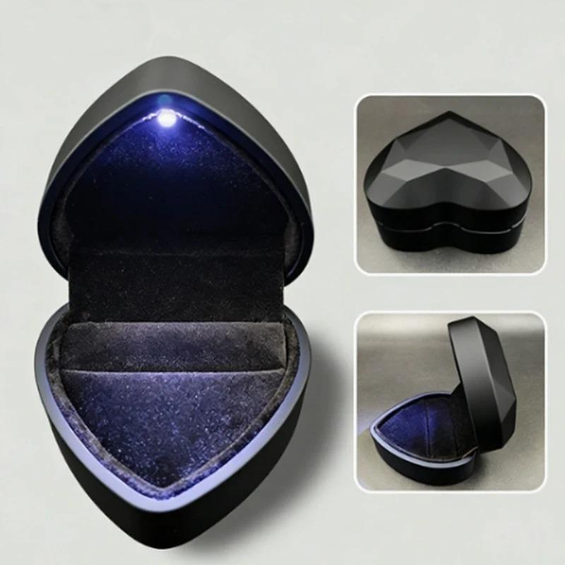 Creative Heart-shaped LED Diamond Ring High-end Illuminated Necklace Gift Boxes Proposal Gift Packaging Jewelry Boxes