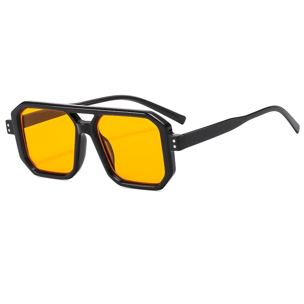New Color Block Double Bridge Rivet Sunglasses - Unisex European-American Style Sports and Candy Color Glasses