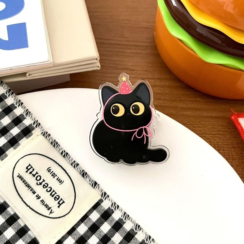 8pcs Acrylic Black Cat Bag Clips Fresh Keeping Kitchen Seal Clips Stationery Clips Seasoning Bags
