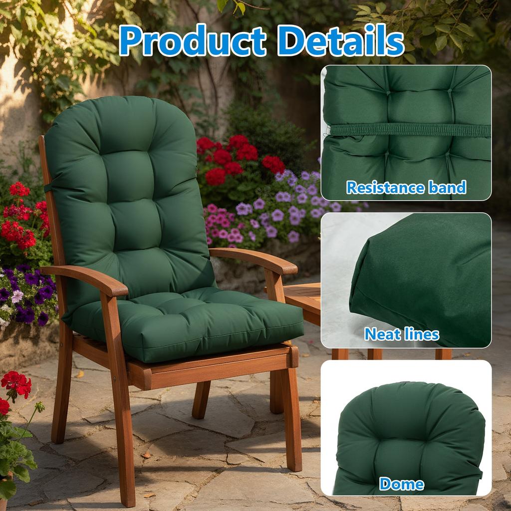 Cuscino per Sedia a Dondolo Adirondack, Spesso 44x20x4 Pollici, Cuscino Alto per Sedia da Patio, Cuscino Impermeabile per Seduta di Mobili da Esterno con Lacci