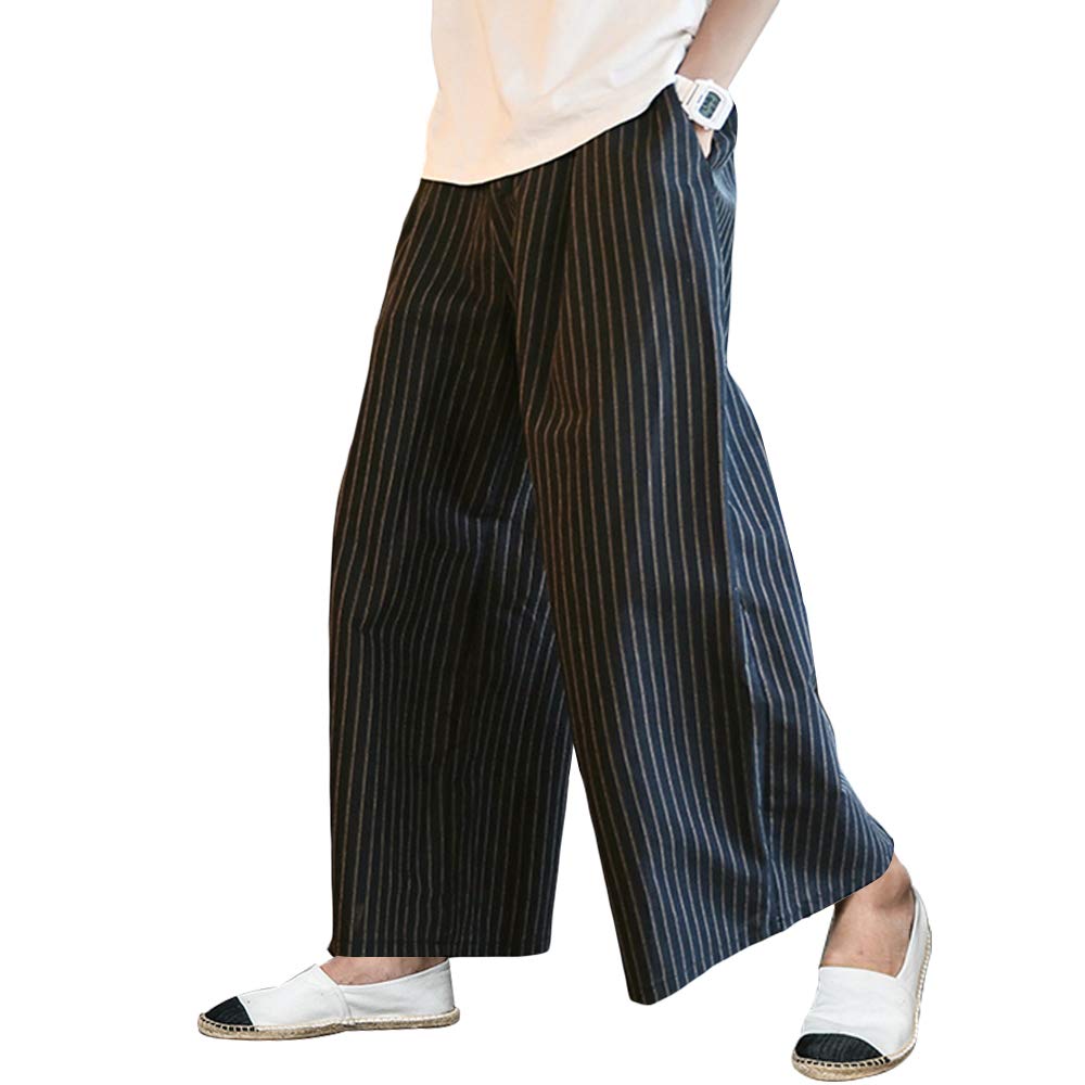 

[YIMANIE] Wide Leg Pants, Hakama Pants, Men s, Goat Pants, Japanese Style Trousers, Big Silhouette, Loose Fit, Elastic Waistband, Drawstring, Solid Co